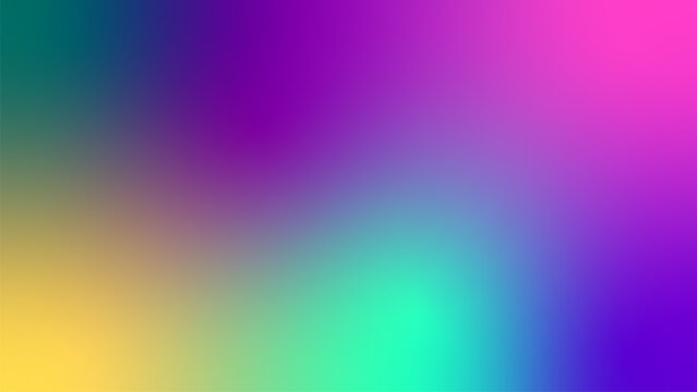 Vibrant multicolored gradient background with purple pink blue green and yellow hues blended together smoothly. Resizable and editable, EPS 10.