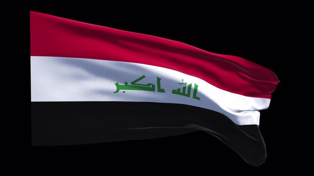 High-quality animation of the flag of Iraq waving in the wind. Ideal for news, politics, education, cultural content, international events, presentations, web banners, patriotic projects, and national