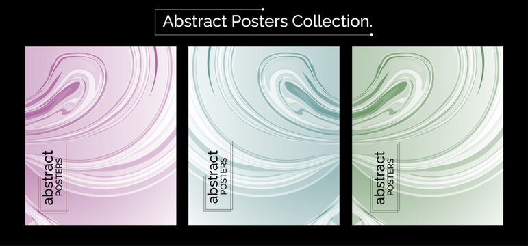 Elegant Minimal Poster Set with Soft Curved Forms and Gradient Backgrounds