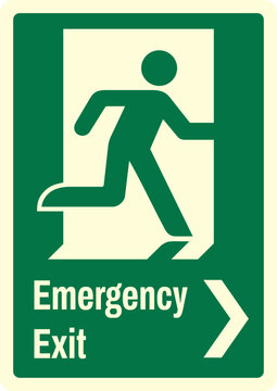 OSHA-ANSI_safety signs emergency and first aid_directional_first aid_emergency exit (R hand)