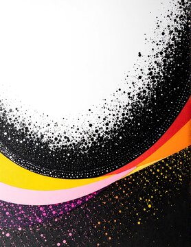 a painting with a white circle and black and yellow paint sps