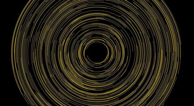 Abstract gold circular lines rotating motion animation background loop