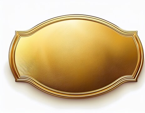 shiny gold label with double border empty isolated on a white background
