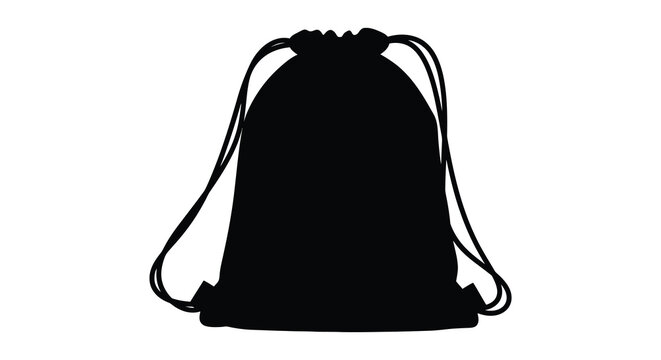Drawstring bag silhouette on a white background silhouette