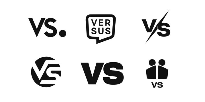 Set of versus logo letters. Versus Or VS Letters Logo & symbol design template. VS letters for sports, fight, competition, battle, match, game. Flat black font Versus Icon .vector