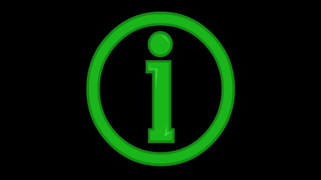 green information symbol animation featuring graphics with transparent alpha channel background for help service support desks or web video interface overlay elements