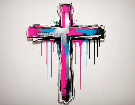 Abstract Drip Cross Art.