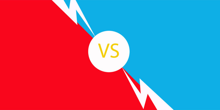 Versus. VS letters on a bright background. Concept of battle or competition. Duel between two players. Video games or fighting with competitors. Comic style design. Vector illustration