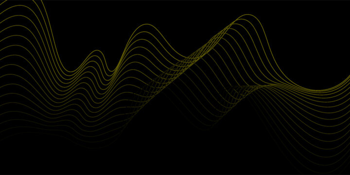 Black abstract old backround with yellow curve line for backdrop clean bright