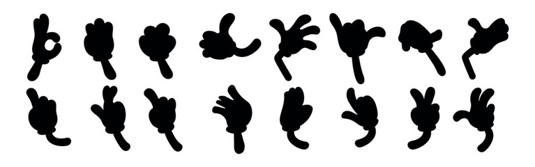 Fototapeta premium Vector silhouettes of people hand drawn doodle style, Simple character hands and gestures positive vibe stickers.