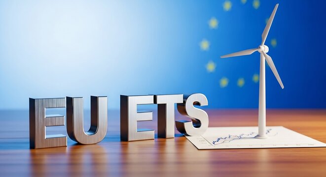 EU ETS Emissions Trading System with Wind Turbine