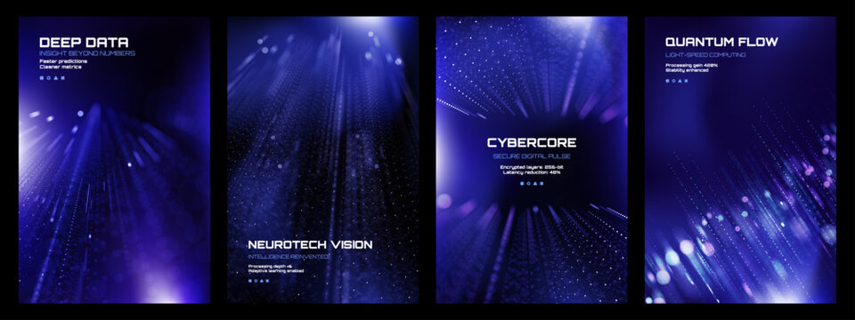 Abstract digital background with luminous particle flow and light streaks. Concept of big data, quantum computing and futuristic technology. Cyber system network visualization.