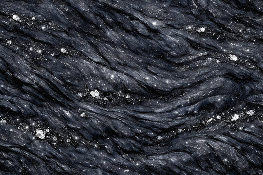 Luxury Dark Charcoal Volcanic Rock Seamless Pattern Background with Silver Glitter
