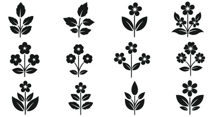 Fototapeta premium Black floral icons set
