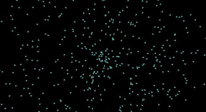 Abstract particle swarm animation with dynamic geometric triangle shapes animation