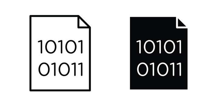 Binary code icon simple vector set