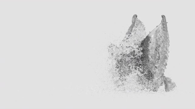 Water Splash Breakdance Character Front View with Alpha Matte