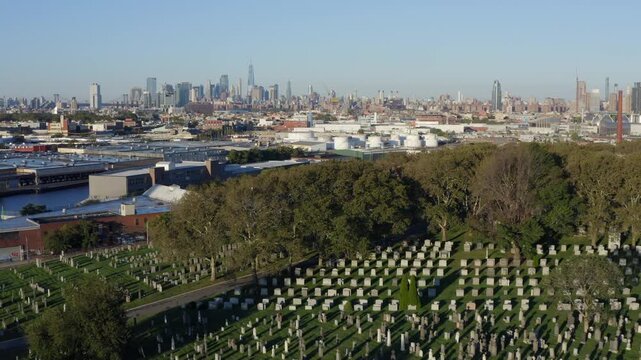 Calvary Cemetery Queens Maspeth New York Drone Aerial View
