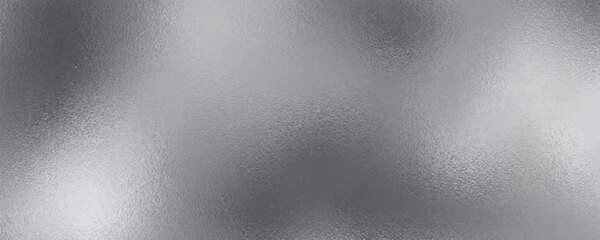 Silver metal effect foil. Silver texture. Gradient background. Metal surface print. Glitter backdrop. Silver reflecting gloss plate. Shine metalic bg for design cards, prints. Vector illustration © bournut