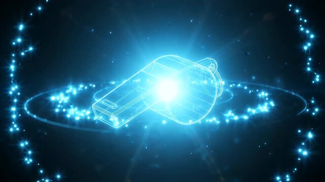 Futuristic USB Device Energy Visualization - This video showcases a stylized, glowing representation of a USB device surrounded by a shimmering blue energy field.