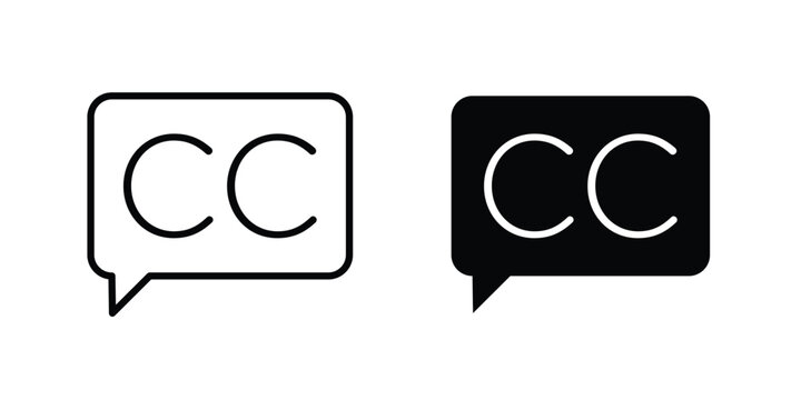 Closed caption icon simple vector set