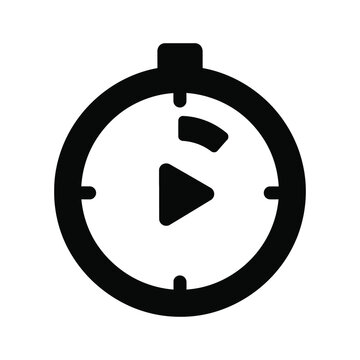 Play button inside circular border with small tabs