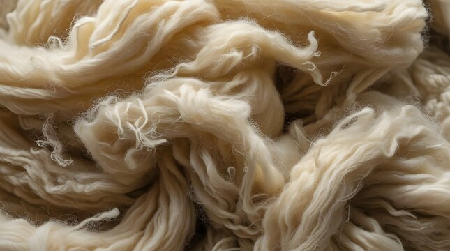 Close-up of Heavy Unspun Raw Wool with Natural Lanolin Sheen