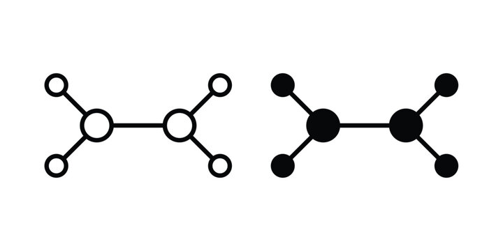 Ethylene molecule icon simple vector set