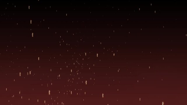 Beautiful abstract background featuring an orange cloud of dark smoke, flying fire sparks, and bright glowing embers rising upwards from extreme furnace heat against a deep fiery red gradient night