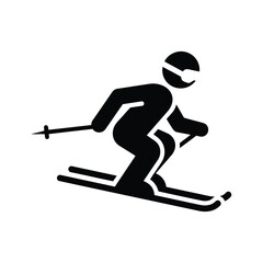 Fototapeta premium Person skiing downhill with ski poles