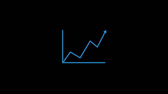 business graph chart icon animation. Stock market graph, arrow Rising bar graph.