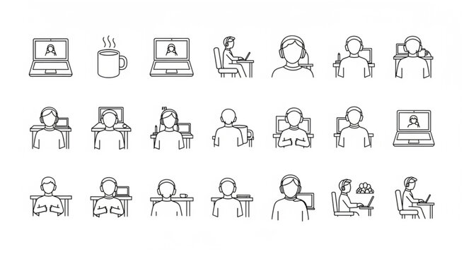 People interact with laptops and each other in a collaborative workspace setting daily.