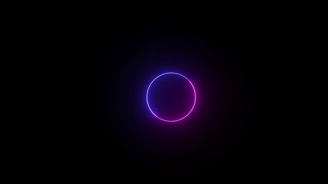 Round circle picture frame with two tone neon color shade motion graphic on  Blue and pink light moving for overlay element. Empty space in middle  4K footage video effect seamless loop