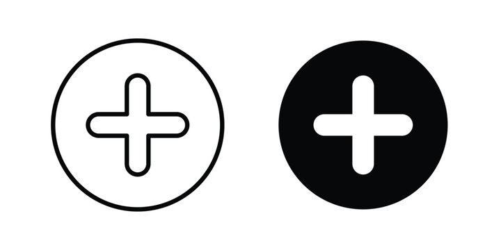 Plus icon simple vector set