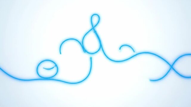 Animated Blue Glowing Decorative Flourish Growing on White Background Motion Graphic for Digital Content