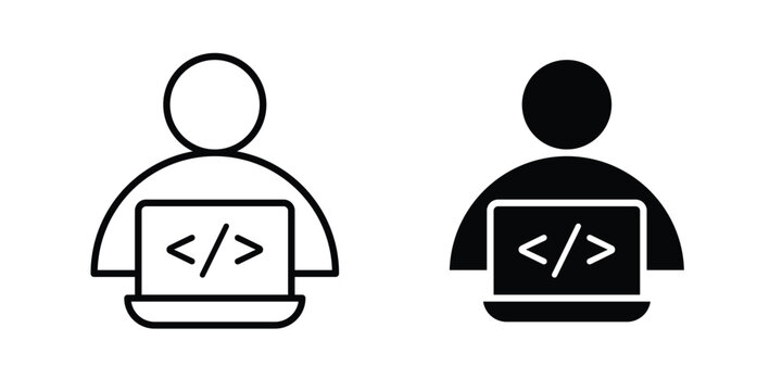 Programmer icon simple vector set