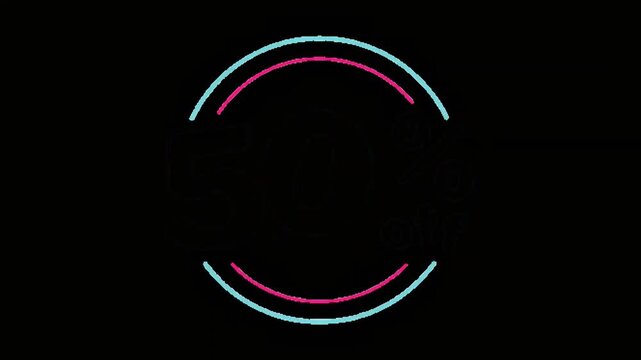 Glowing Neon 50 Percent Off Discout Sale Animation Flash Promotion on Black Background
