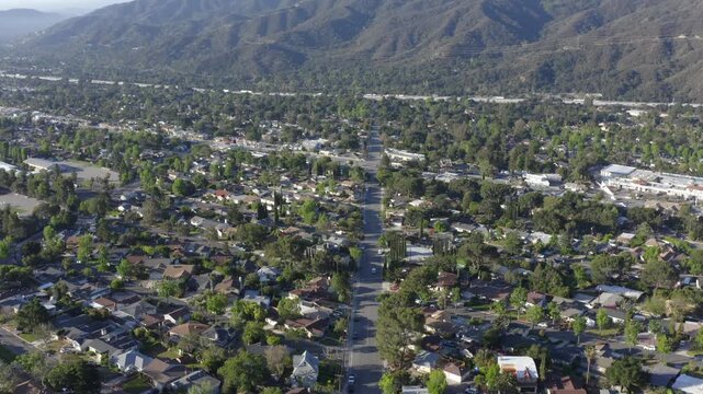 Crescenta Highlands Suburban Neighbourhood Glendale California Drone Aerial View