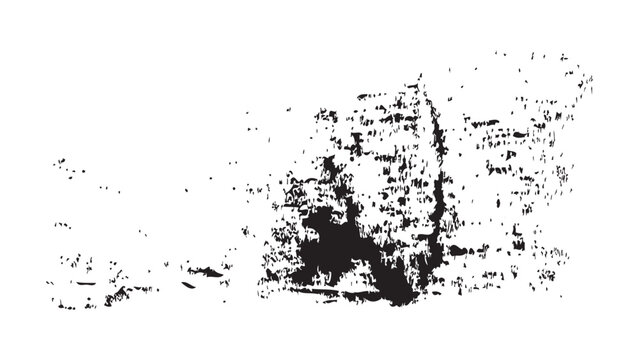 Abstract grunge black ink blot and splatters on transparent background for artistic layout.