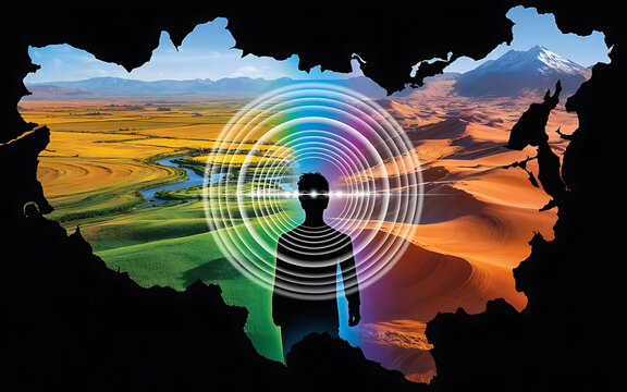 Central asia map with silhouette and energy waves regional geography concept