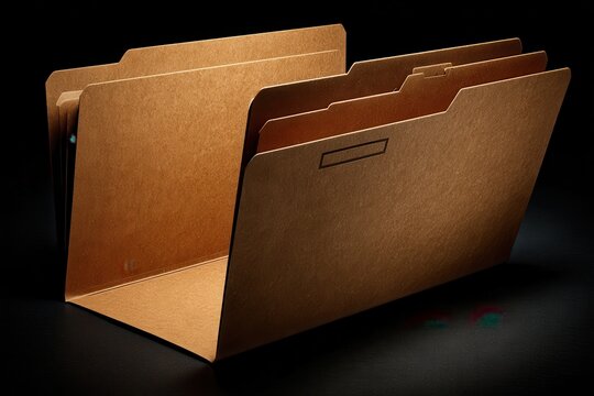 Brown file folder with tabs on dark background