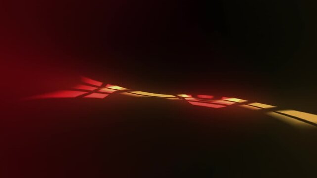 Abstract yellow and orange light beam flowing on black background. Simple modern, music backdrop