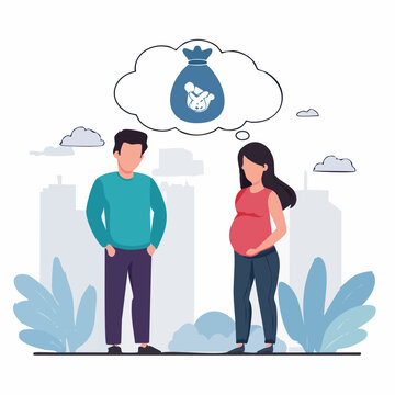 Pregnant couple thinking about financial future