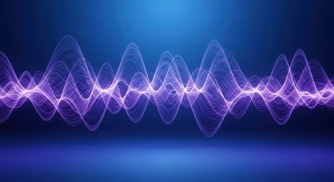 Abstract sound wave pattern with purple and blue gradient background