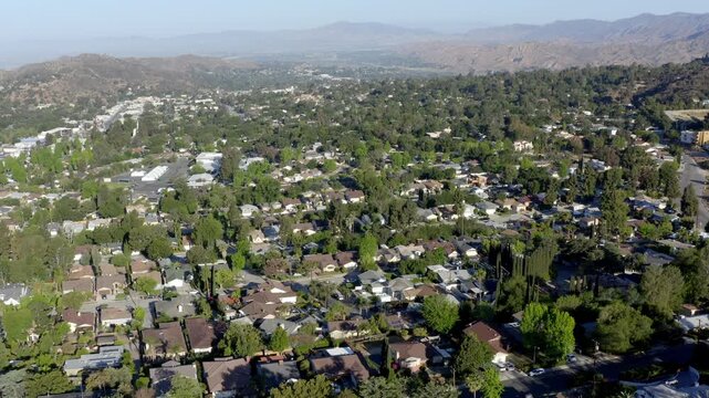 Crescenta Highlands Suburban Neighbourhood Glendale California Drone Aerial View