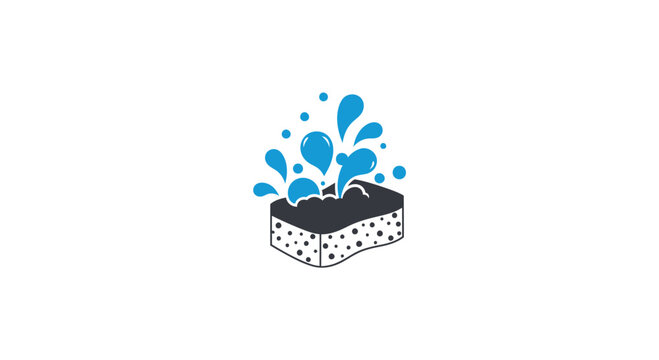 A sponge soaking up water drops.