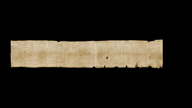 Great Isaiah Scroll unrolling with alpha channel on transparent background video