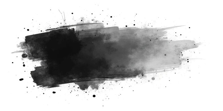 Black grunge ink splat background vector design with ink splashes, splatters, stains, drips, brush spray and liquid texture elements illustration pattern