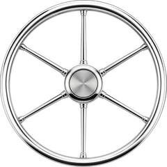 Fototapeta na wymiar Marine stainless steel boat steering wheel isolated on transparent background