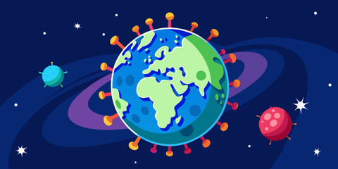 Fototapeta premium The concept of planet Earth similar to the COVID-19 virus.vector 